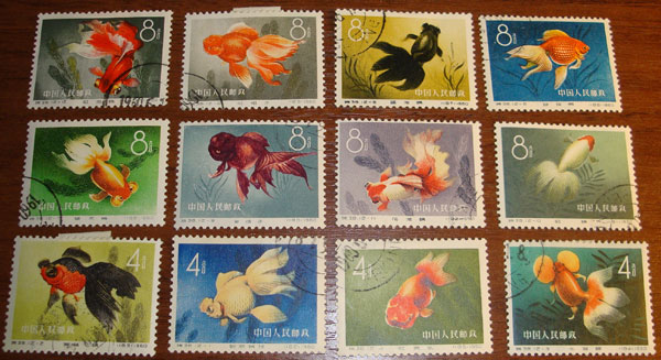 марки Китая - золотые рыбки